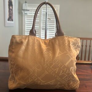 FURLA Gold Nylon and Leather Handbag